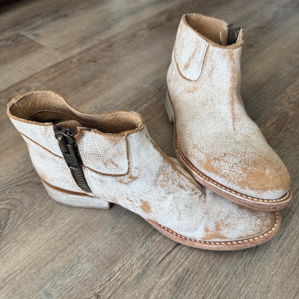 Matisse Womens Distressed White Leather 7B Ankle Boots Side Zip Made in Mexico - Picture 11 of 11